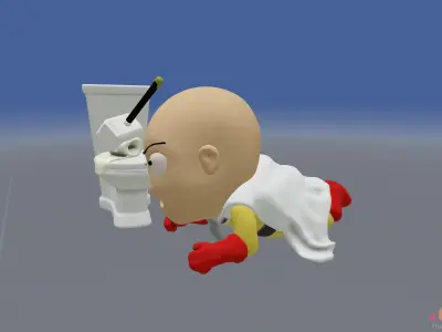 Meme    One Punch Man meets Thors Hammer Toilet Prank 3D model