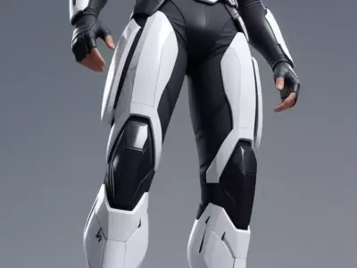 Futuristic Soldier Suit 3D Model White Armor Sci-Fi Design Low-poly 3D model