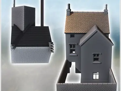 House with a ground-floor shop double bay windows on the upper f 3D print model