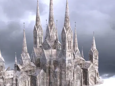Art Deco Architecture Dark fantasy Cathedral 3D model