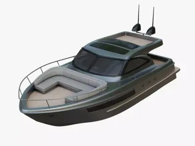 Stylish Cabin Cruiser Silver Metallic  3D model