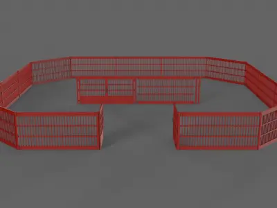 PBR Gate and Fence 5 Low-poly 3D model