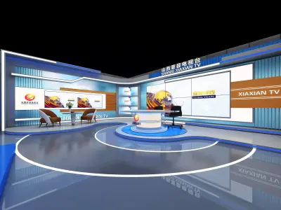 live broadcast studio Low-poly 3D model