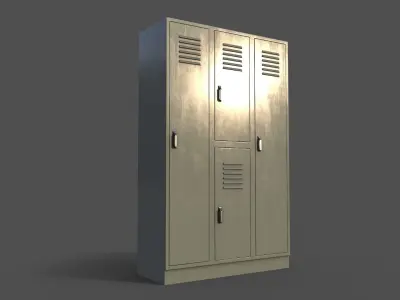 PBR School Gym Locker 05 - Pale Green Low-poly 3D model