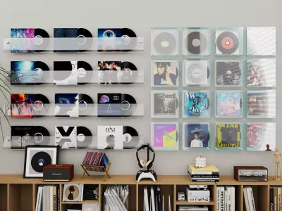 Modern living room interior design  featuring audio equipment Low-poly 3D model