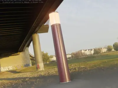 Dark Red Light-Column -27- Street-Light 9 Low-poly 3D model