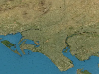 Karachi - Topography Terrain Low-poly 3D model