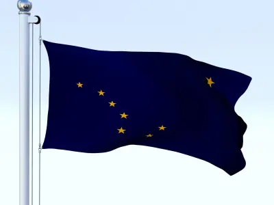 Animated Alaska Flag Low-poly 3D model