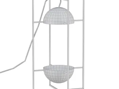 EXHIBIT gold metal lamp with ball in middle 3D model