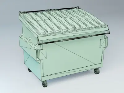 Dumpster garbage can on wheels Low-poly 3D model