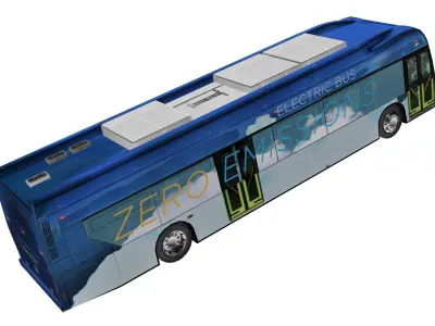 Electric bus New Flyer Xcelsior based low poly 3d model Low-poly 3D model