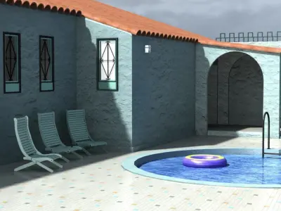 Mediterranean Villa Pool 3D model