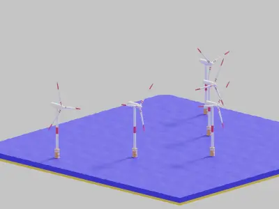 Offshore Wind Turbine Low-poly 3D model