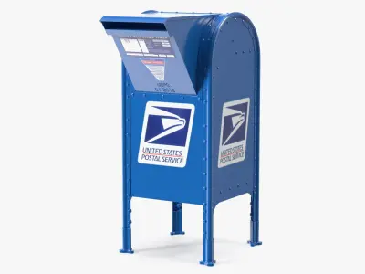Blue Metal US Mailbox 3D model