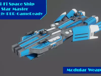Sci-Fi  Space Ship StarMaster - LowPoly - PBR - GameReady Low-poly 3D model