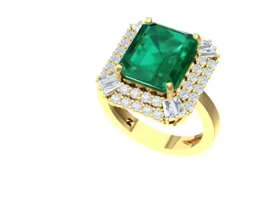 The Classy Cushion Emerald Ring Free 3D print model