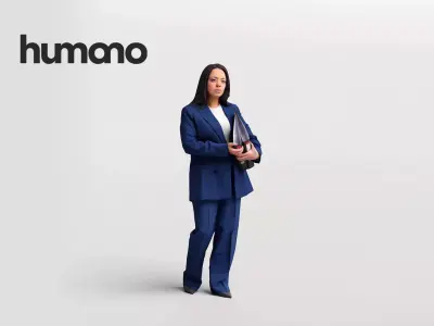 Humano business woman - walking working office street -08045-67 3D model