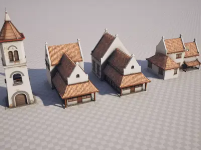 Old Batavia City Town Tavern Merchantile Static Meshes for Games Low-poly 3D model