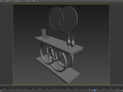 3D CONSOLE MODEL 3D model modern table with two circular mirrors 3D model