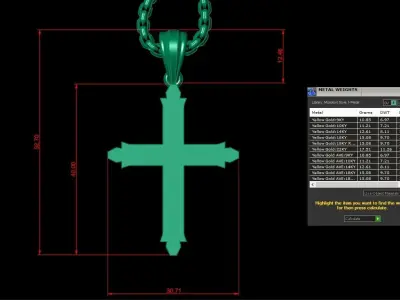 High Cross Pendant Light Gold 18K 3CP060 3D model