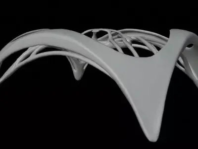 Futuristic Parametric Pavilion Organic Urban Shelter Low-poly 3D model