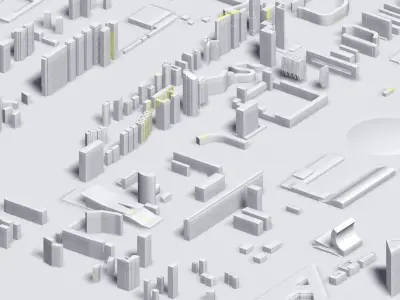futuristic architecture set - DNMK 3D model