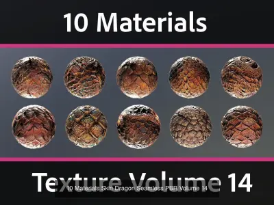 30 Materials Skin Dragon Seamless PBR Bundle 5 Texture