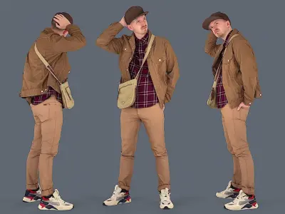 Urban contemplation Man in a beige outfit 3D model
