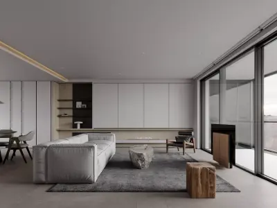 Modern living room dining room 3D model buy