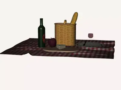 Picnic set - set Low-poly 3D model