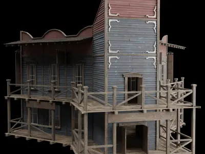 WILD WEST WESTERN SALOON BAR PUB TAVERN RESTAURANT COLLECTION Low-poly 3D model