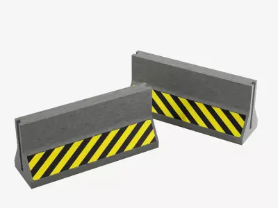 Concrete Barrier  Low-poly 3D model 8