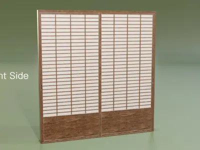 Japanese Shoji with wainscot design Low-poly 3D model