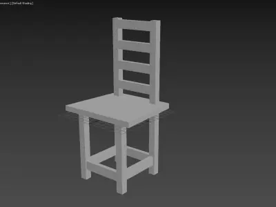 Old Wooden chair Low-poly 3D model