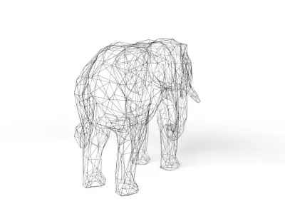 Elephant Wireframe Low-poly 3D model