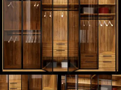 Wardrobe with doors and drawers 3D model buy
