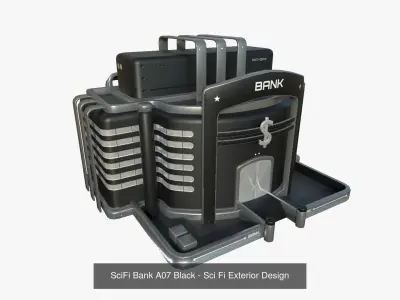 10 Sci Fi Buildings Collection G - Full Black - Exterior Design 3D Model Pack