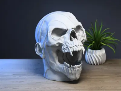 Scream Skull Headphone Stand Cyborg Headset Stand 3D print model
