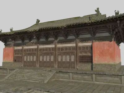 Asian ancient architecture dilapidated ancient temples 3D model