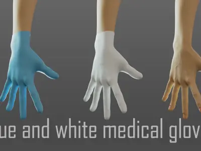 gloved medical hand Low-poly 3D model