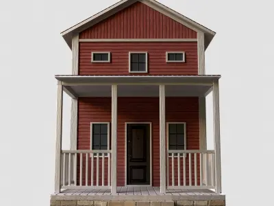 A low-poly 3D model of a home house Low-poly 3D model