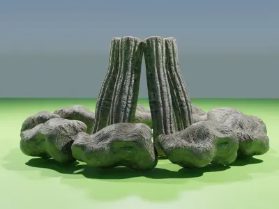 campfire stones and wood 3D model