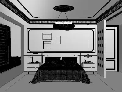 French Style Bedroom 3D Model 3D model