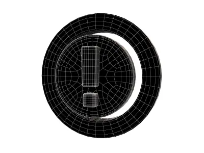 Battery Circle with Exclamation Mark Symbol v1 001 Low-poly 3D model