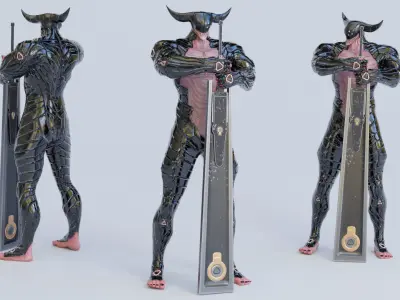 Low Poly - Cyborg Zodiac Theme - Taurus Low-poly 3D model