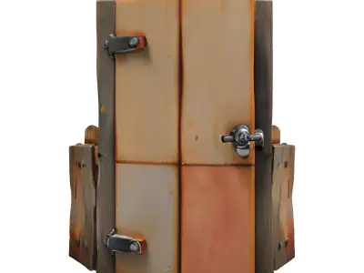 Stylized Rustic Outhouse Wooden Door Low-poly 3D model
