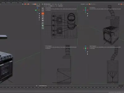 CYBERPUNK COLLECTION KITCHEN STOVE TOP WITH OVEN AND VENT 3D model