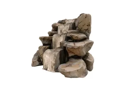 4-Tier Tall Rock Waterfall 3D model