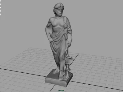 Asclepius statue of person Low-poly 3D model
