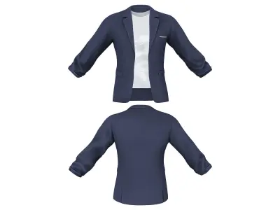 Men Rolled Sleeves Jacket Tshirt Rolled Leg Pants Shoes Outfit Low-poly 3D model